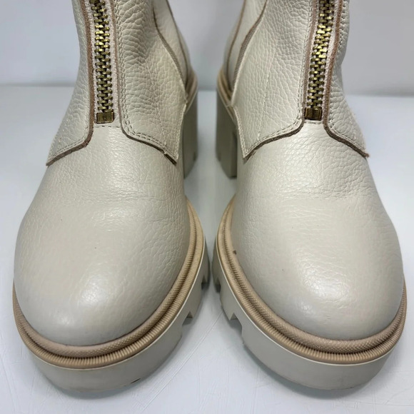 Antonio de Faria Lola Cream White Leather Lugged Sole Chelsea Boot Size 8 - Picture 3 of 12